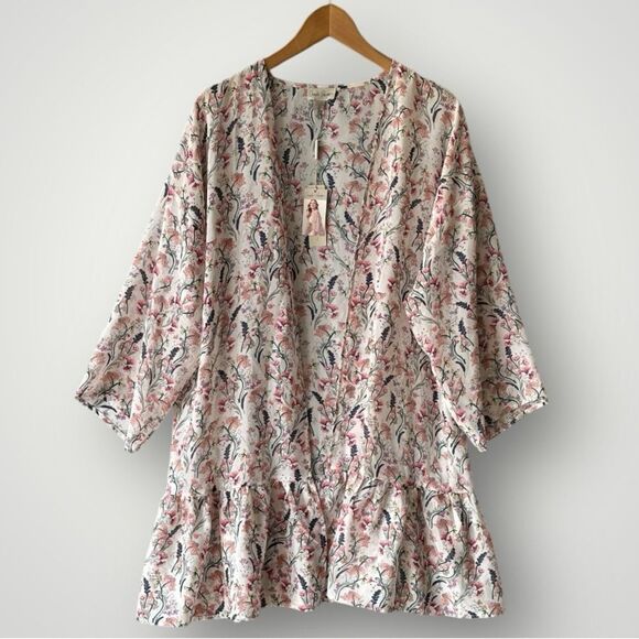 🎉5 for $40 🎉NWT Charlie Page Open Top Kimono Women Size L-XL Floral - Picture 1 of 7